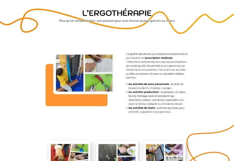 Page expliquant l'ergothérapie