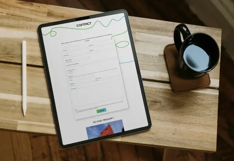 iPad affichant le site