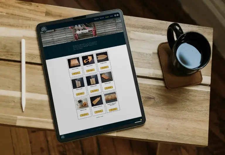 Page boutique affichée sur un iPad