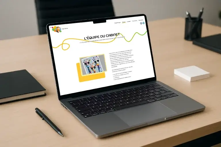 Page d'accueil sur l'écran d'un Macbook Pro