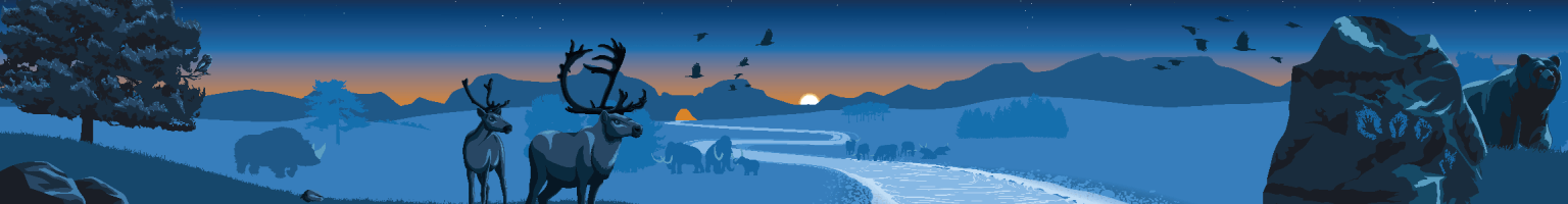 Illustration de la steppe préhistorique peuplée d'animaux