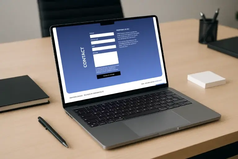 Page d'accueil sur l'écran d'un Macbook Pro